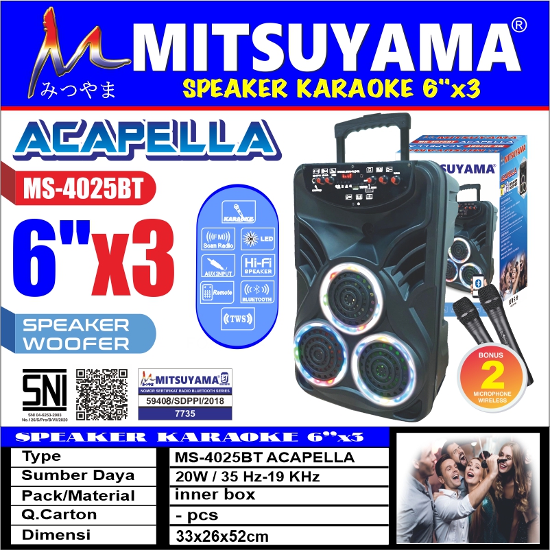 Speaker Karaoke 6" Series Acapella MS-4025BT - Gambar 2