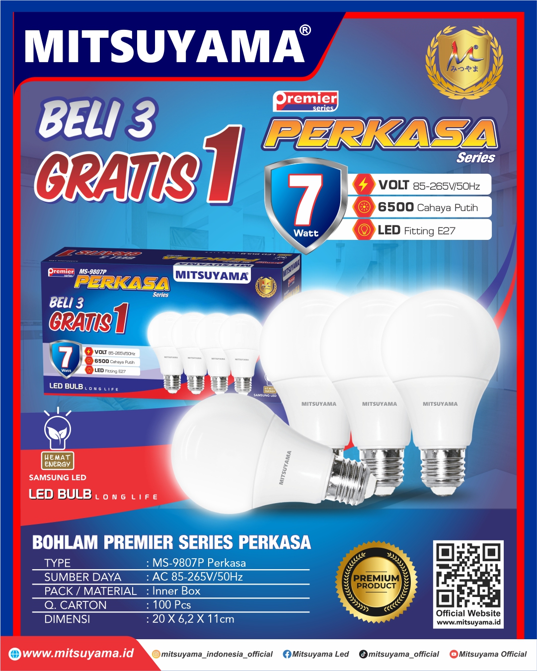 Bohlam Premier series Perkasa ( 3, 5, 7, 9, 12, 15, 18 ) - Gambar 4