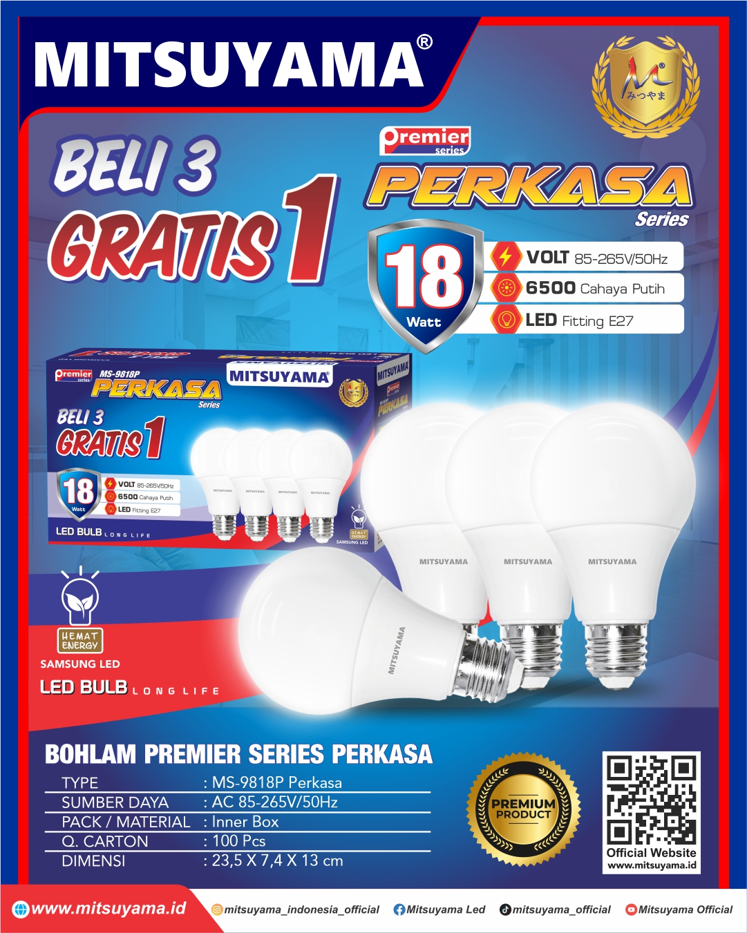 Bohlam Premier series Perkasa ( 3, 5, 7, 9, 12, 15, 18 ) - Gambar 8