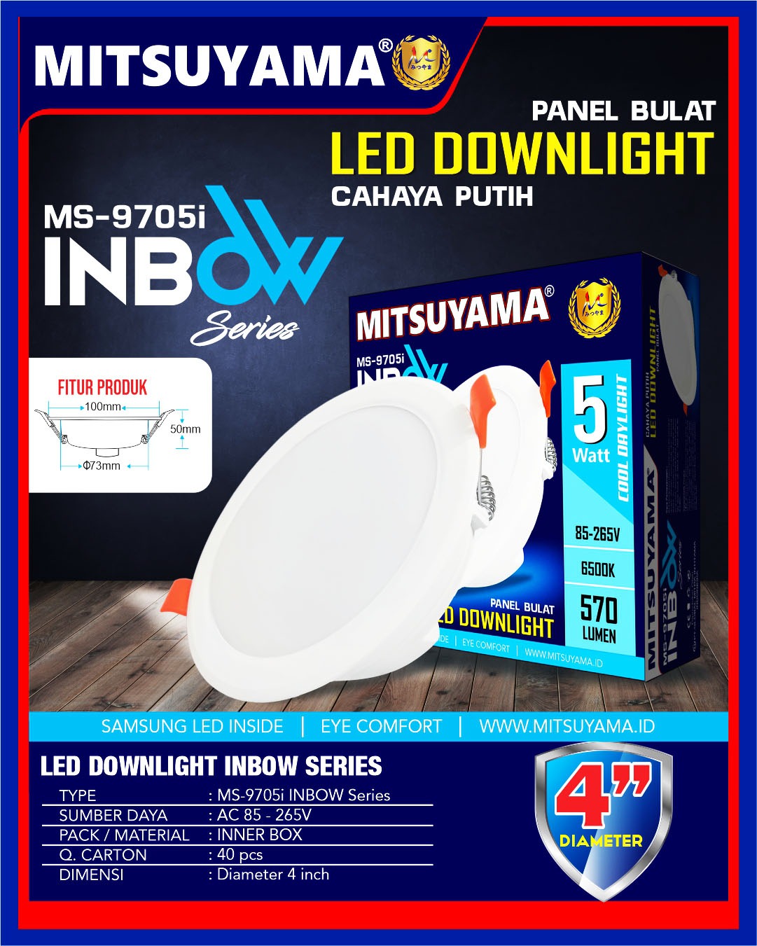 Downlight series Inbow 5, 9, 12, 18W (Bulat) - Gambar 5