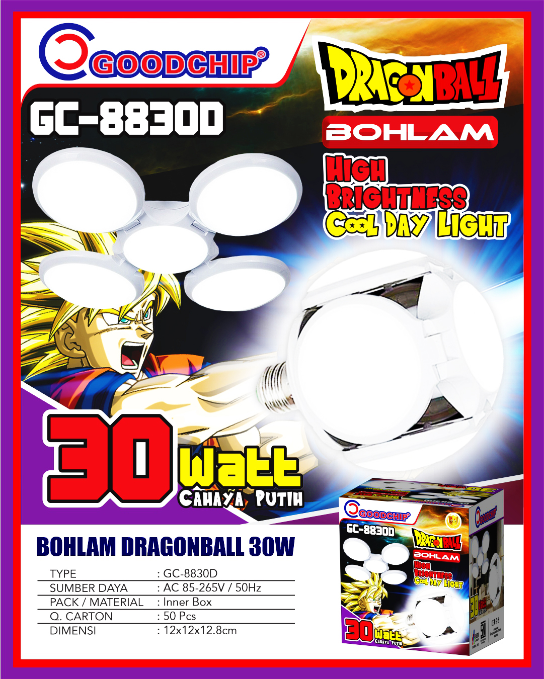 Bohlam Dragon Ball 30 Watt High Brightness GC-8830D - Gambar 2