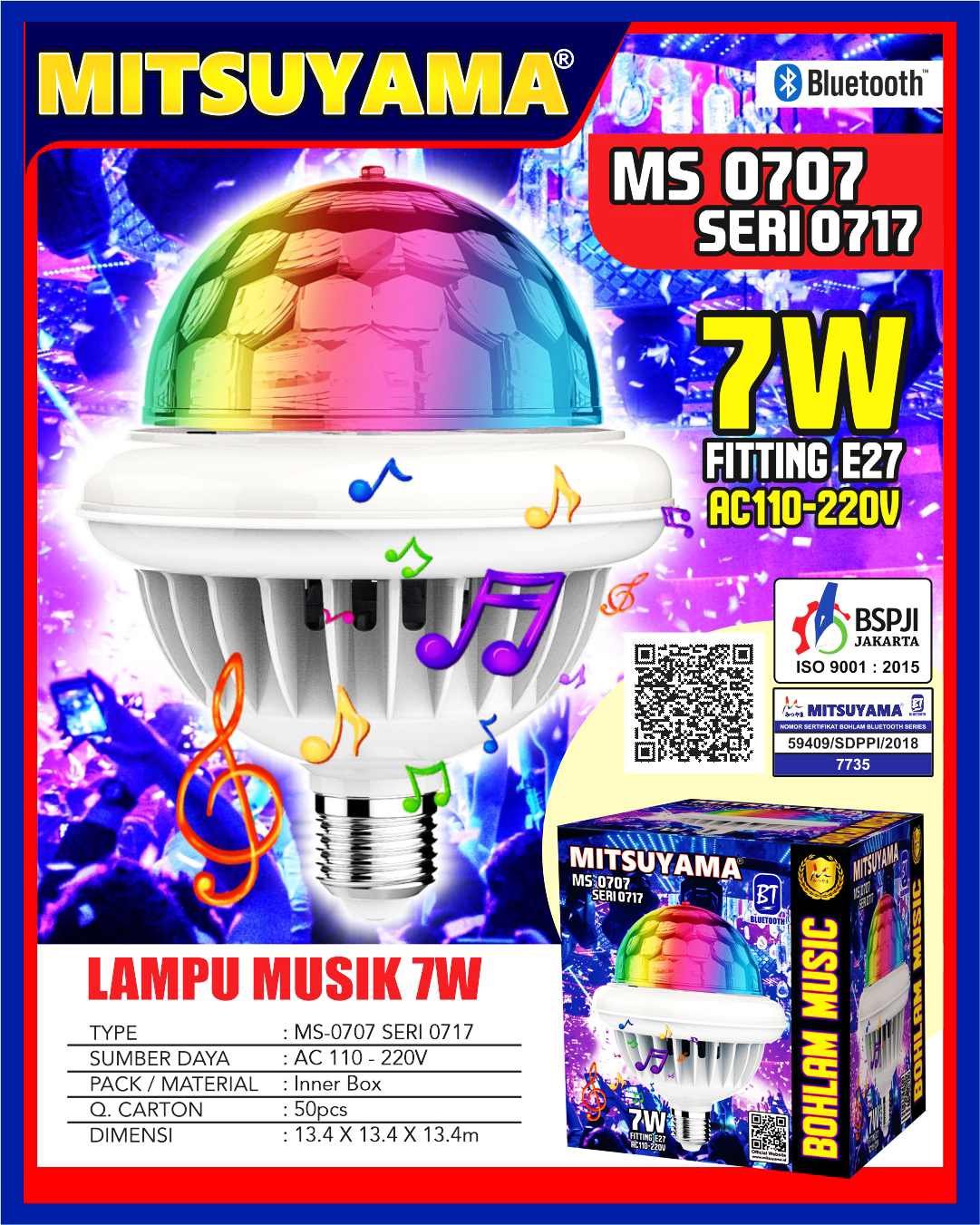 Bohlam Music Bluetooth Speaker 7W MS-0707 Seri 0717 - Gambar 2