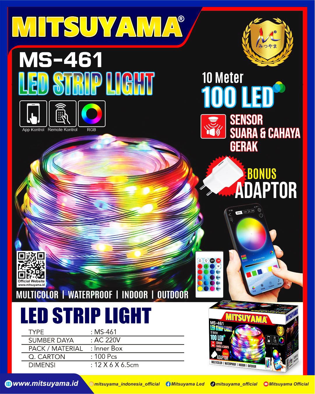 Lampu Hias 80 LED Strip Light Apk + Remote Control 8 Meter RL-461 - Gambar 2