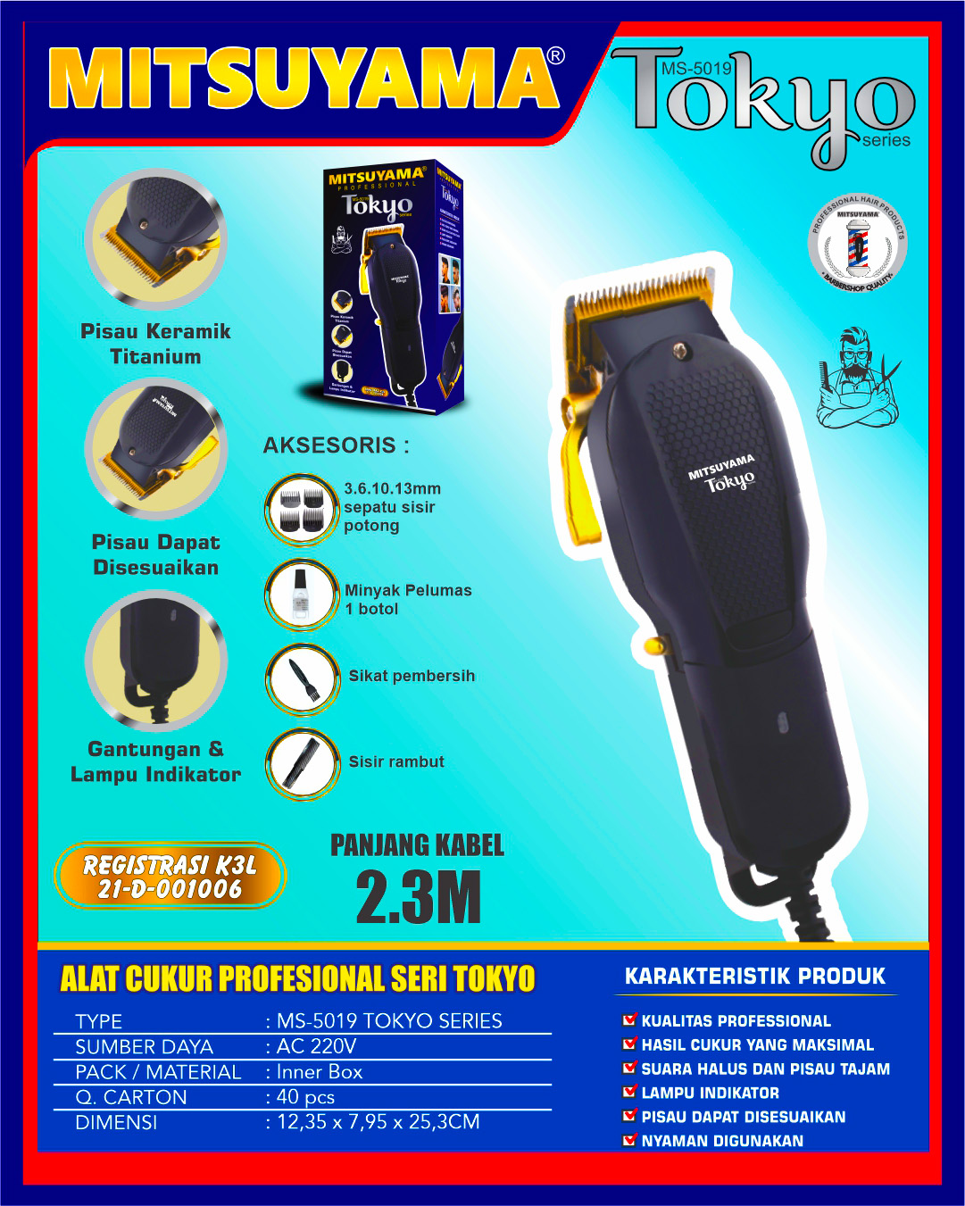 Alat Cukur Profesional MS-5019 Tokyo Series - Gambar 2
