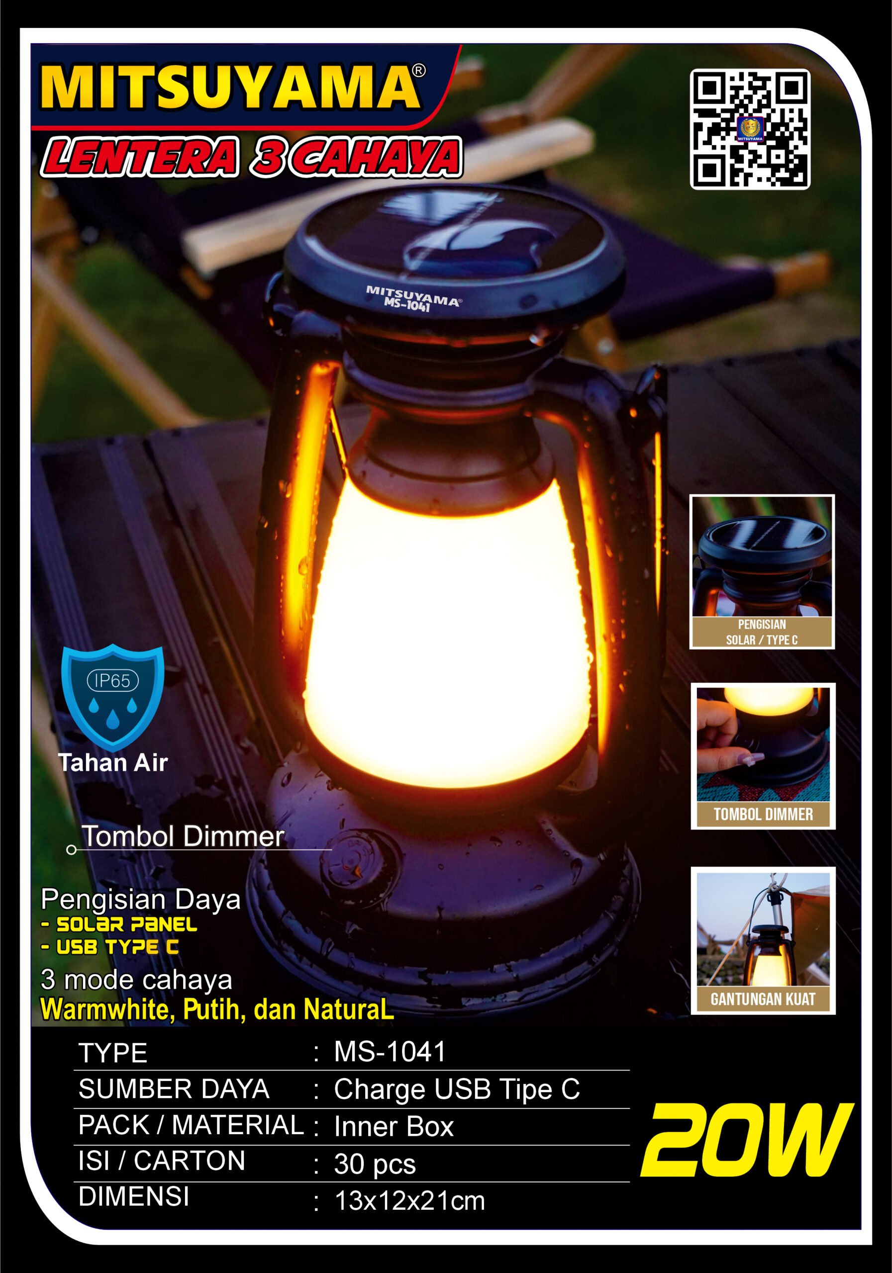Lampu Lentera 3 Cahaya 20W MS-1041 - Gambar 2