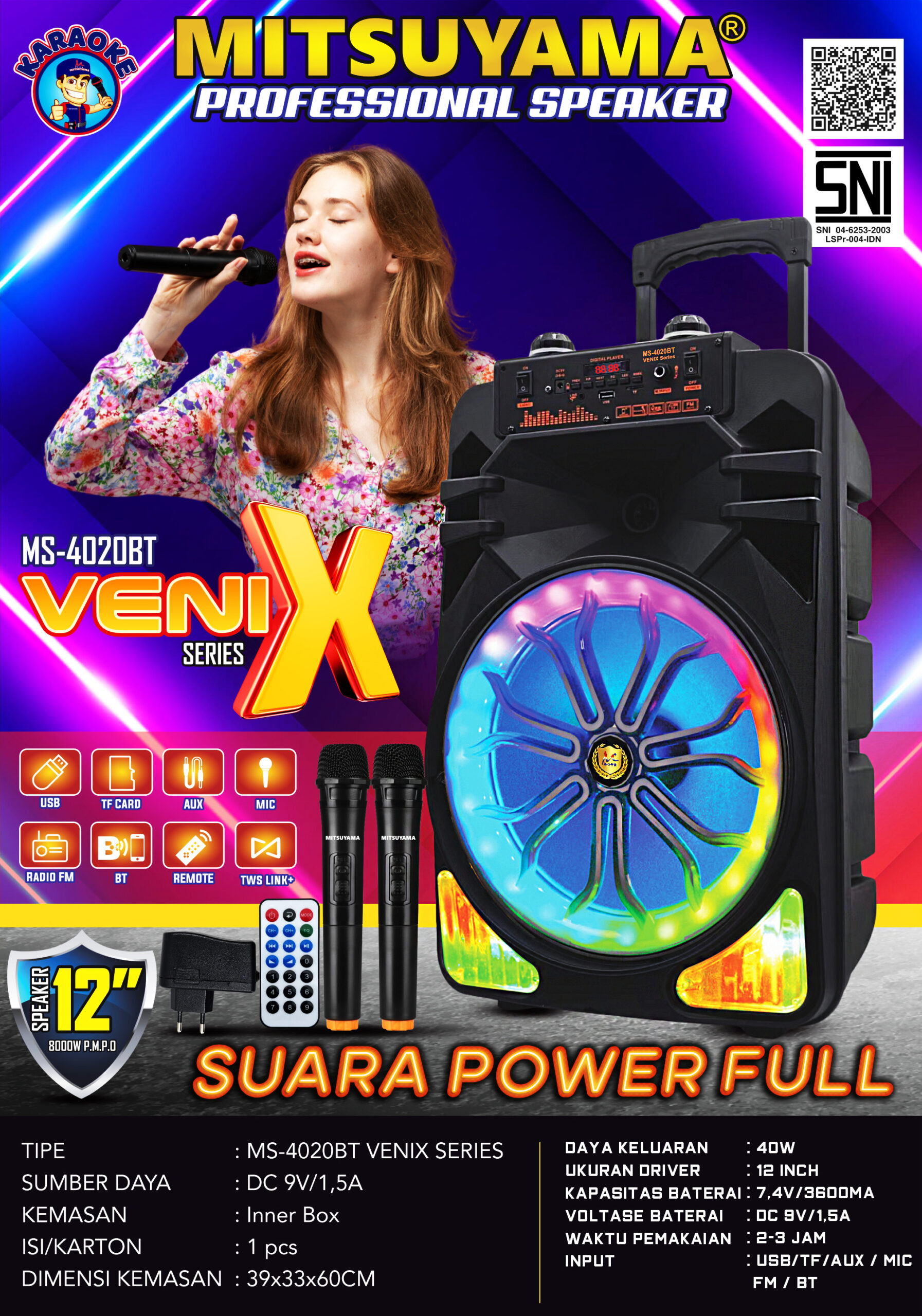 Speaker profesional MS-4020BT series Venix - Gambar 2