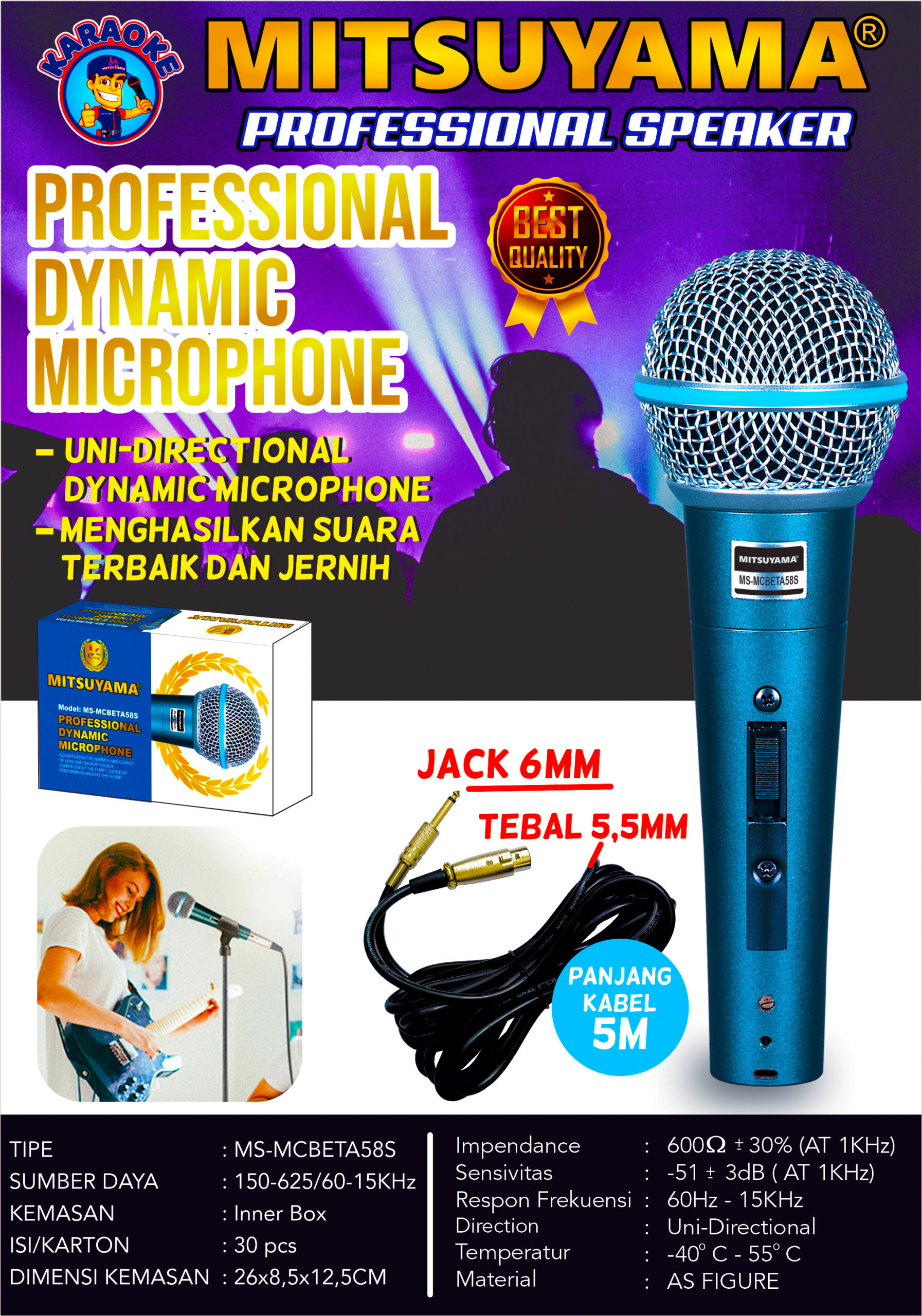 Microphone Dynamic Professional Beta 58S MS-MCBETA58S - Gambar 2