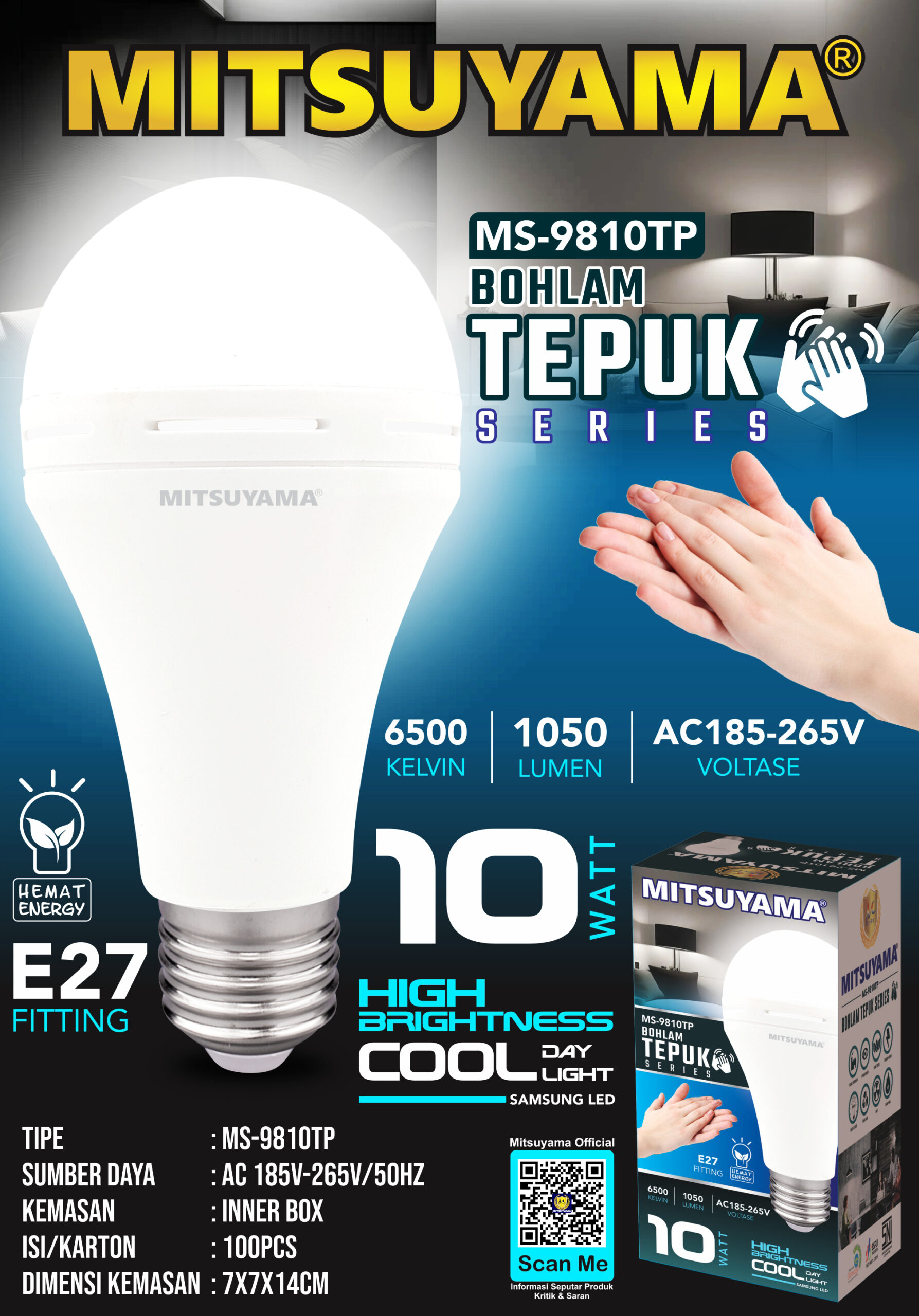 Bohlam Tepuk Series 10W MS-9810TP - Gambar 2