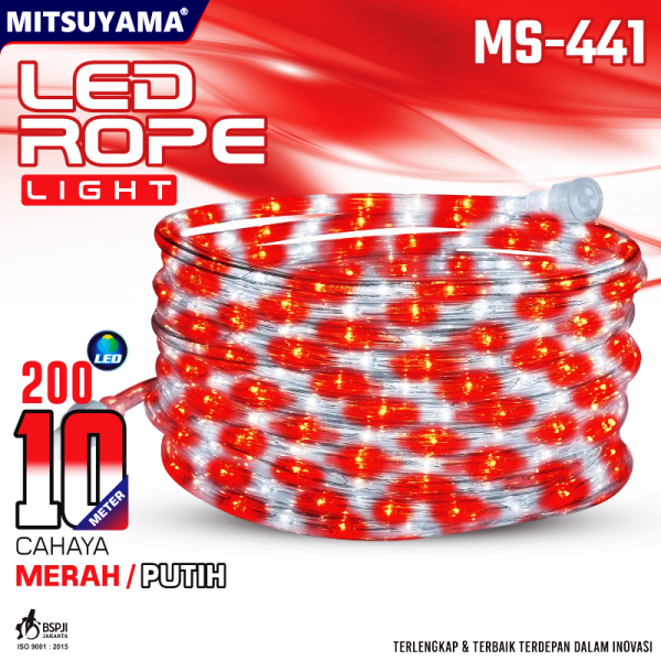Lampu Hias LED Rope Light Merah Putih 10Meter MS-441