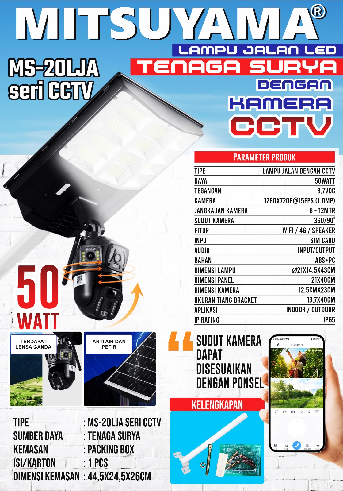 Lampu Jalan LED Tenaga Surya Cctv Kamera MS-20LJA seri CCTV - Gambar 2