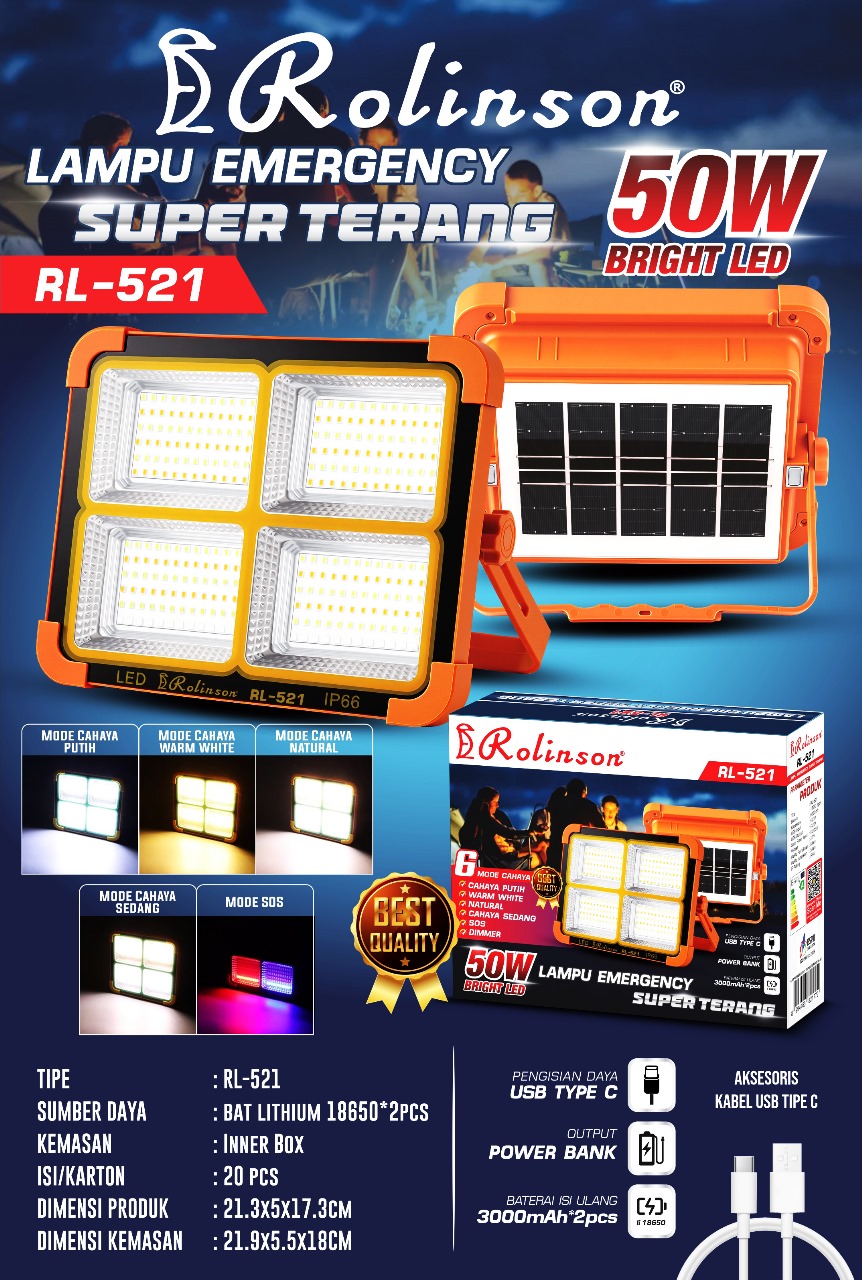 Lampu Emergency Super Terang 50W RL-521 - Gambar 2