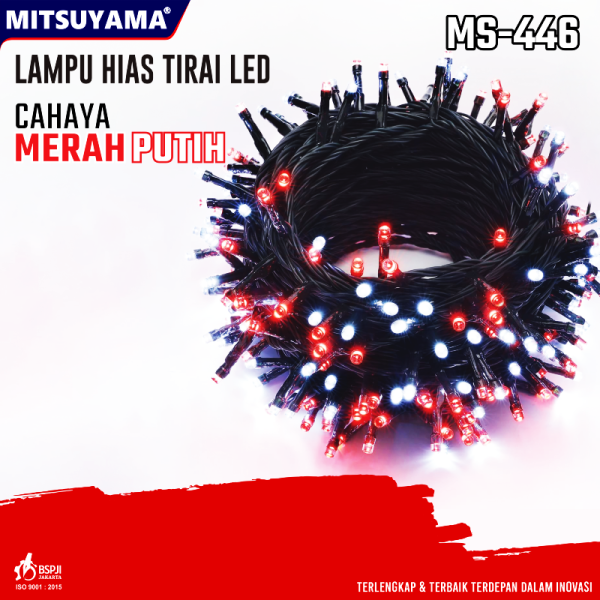 Lampu Hias Tirai LED Cahaya Merah Putih 3,5Meter MS-446