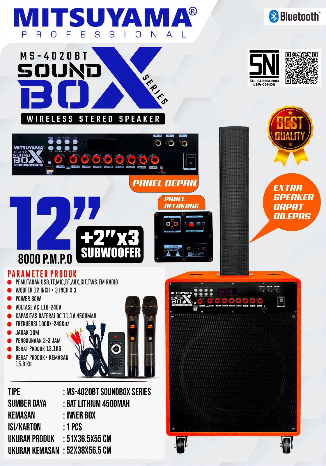 Speaker Wireless Stereo MS-4020BT series Soundbox - Gambar 2