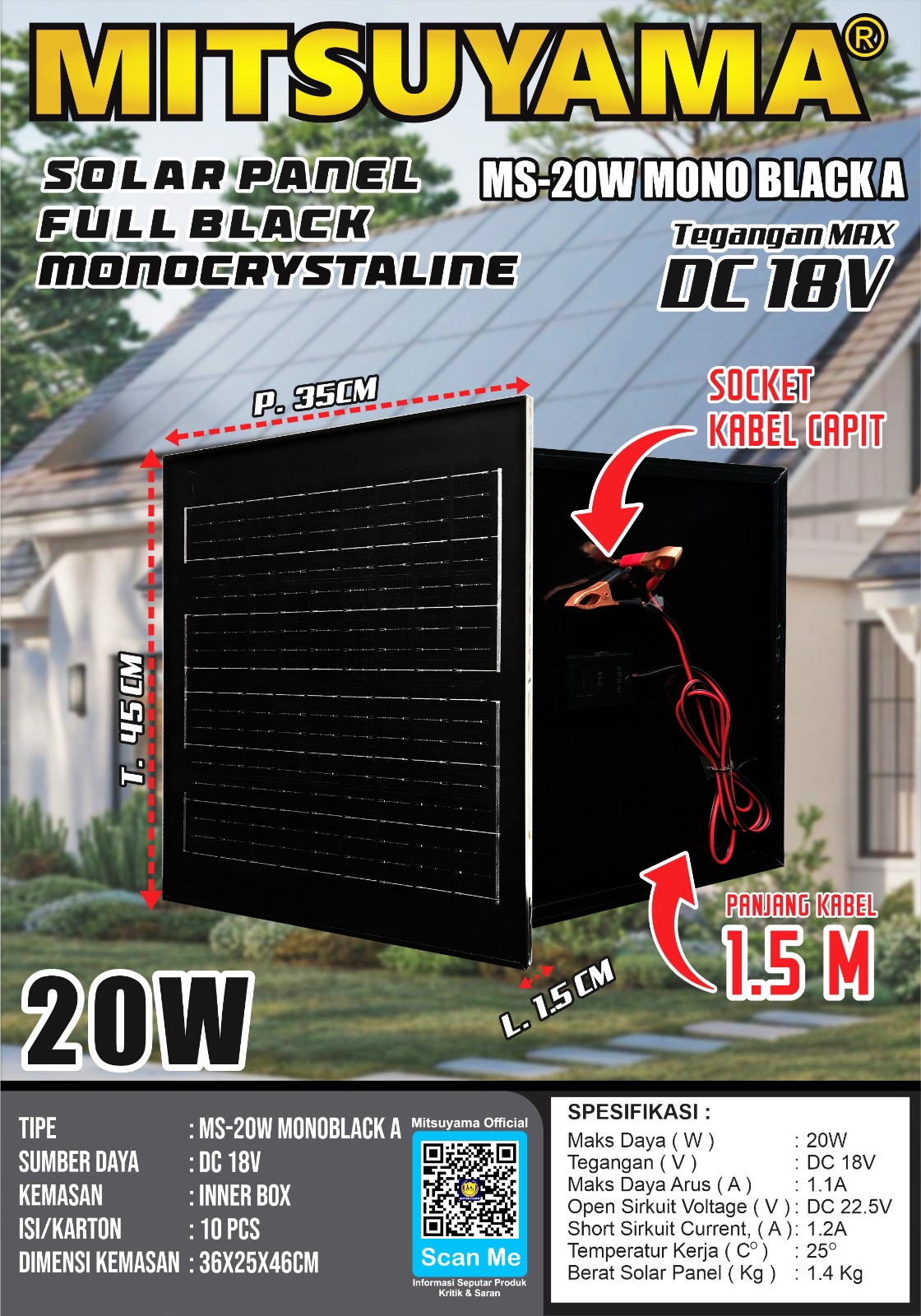Solar Panel Fullblack Monocrystaline Mitsuyama (MonoBlack A) - Gambar 3