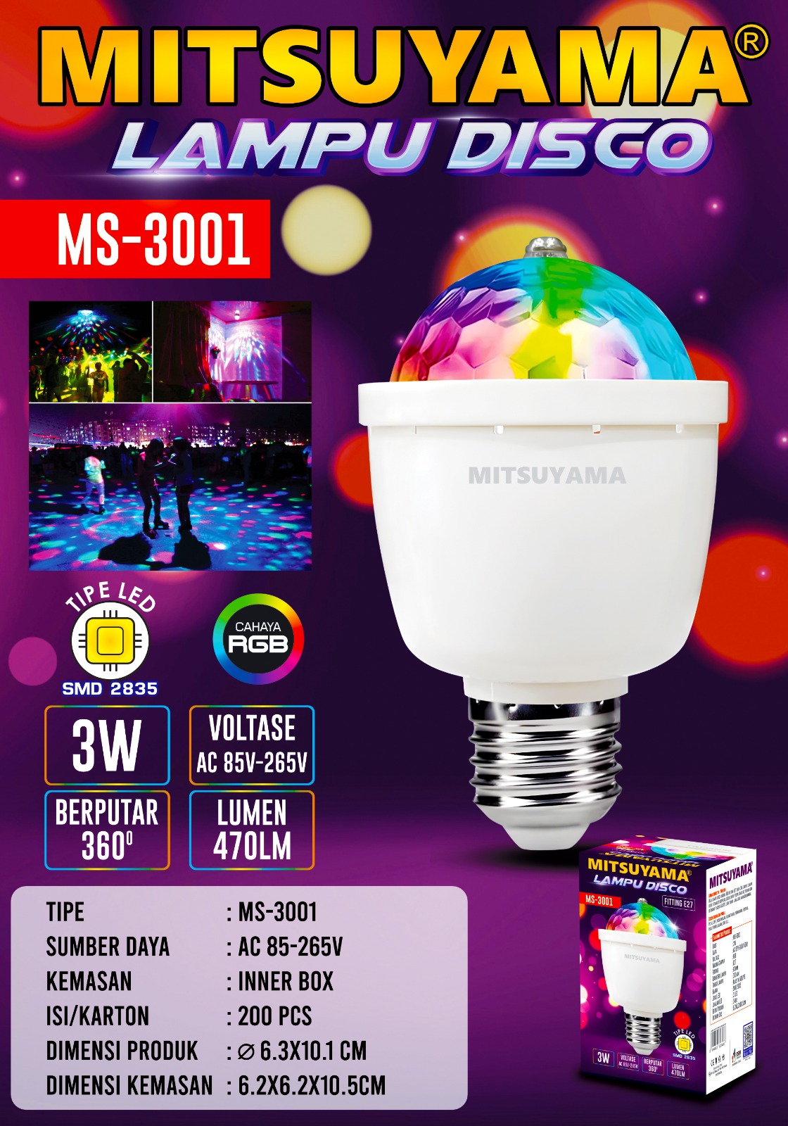 Lampu Disco 3W MS-3001 - Gambar 2