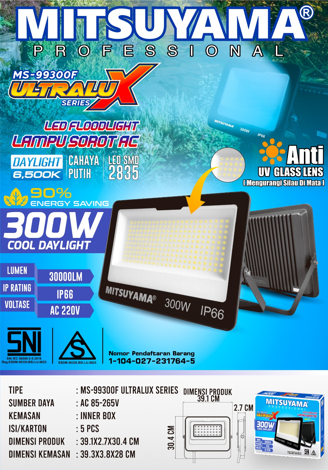 Lampu Sorot AC LED Floodlight series Ultralux - Gambar 6