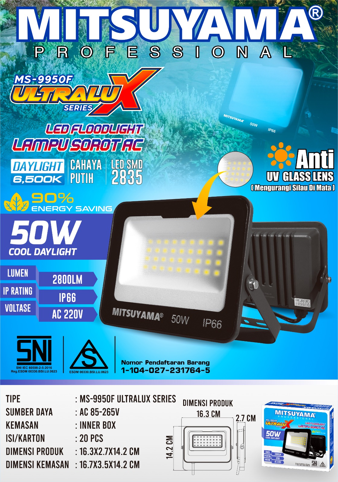 Lampu Sorot AC LED Floodlight series Ultralux - Gambar 2