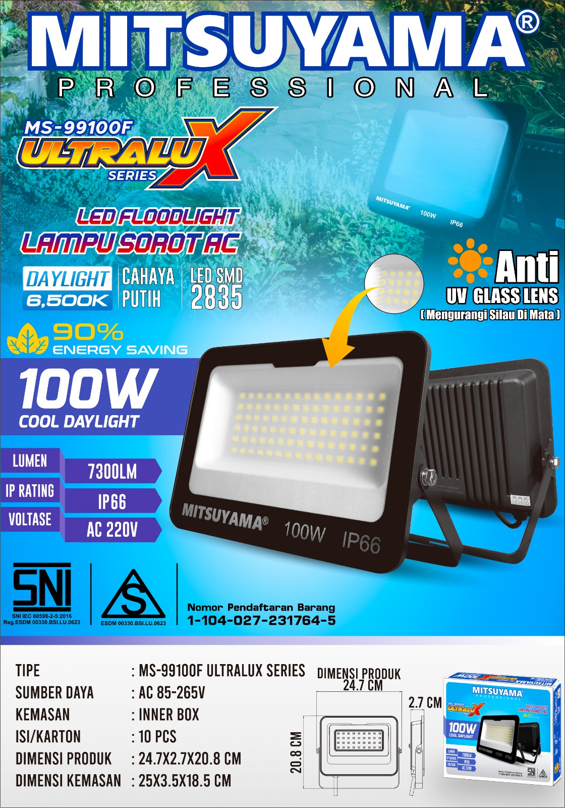 Lampu Sorot AC LED Floodlight series Ultralux - Gambar 3