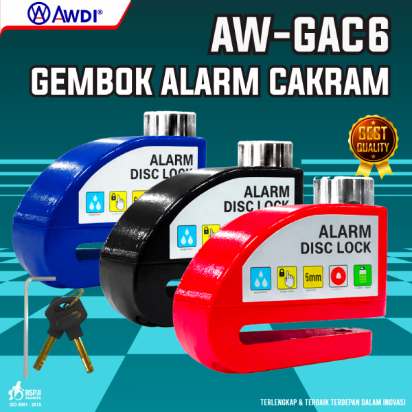 Gembok Alarm Cakram Awdi 6mm AW-GAC6