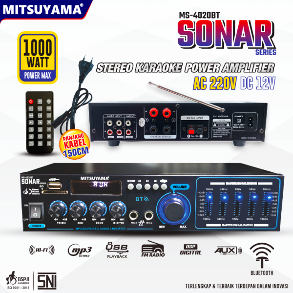 Amplifier Stereo Karaoke 1000Watt Bluetooth MS-4020BT series Sonar