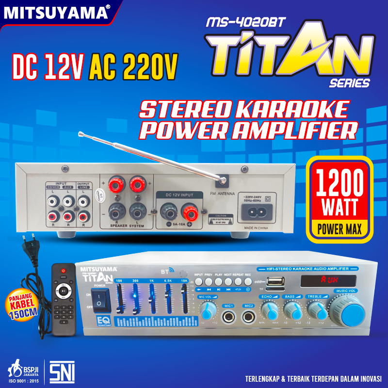 Amplifier Power Stereo Karaoke 1200W MS-4020BT series Titan