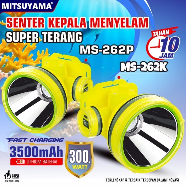 Senter Kepala Selam/Headlamp Diving LED 100W MS-262P/K