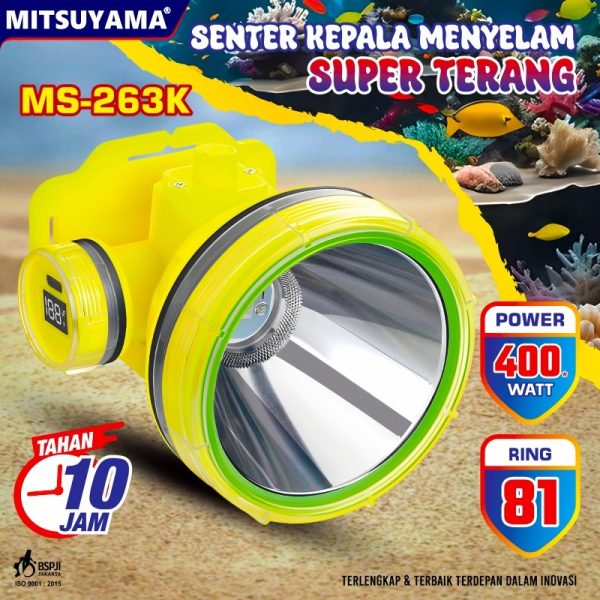 Senter Kepala Selam/Headlamp Diving LED 100W MS-263P/K