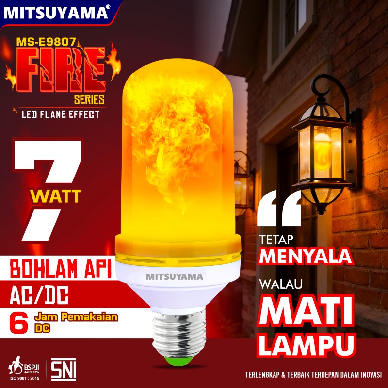 Lampu Bohlam Emergency MS-E9807 Fire Series LED Flame Effect 7W AC/DC
