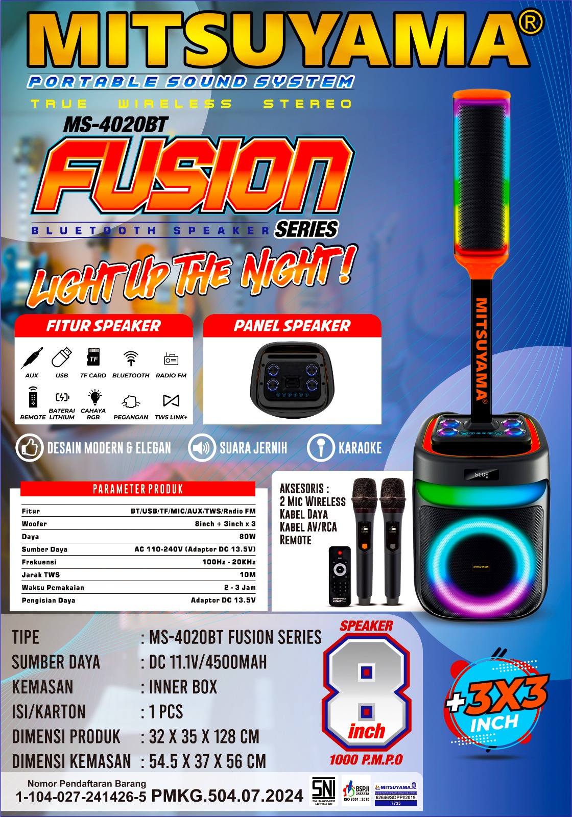 Speaker Bluetooth Portable Wireless Stereo MS-4020BT FUSION series - Gambar 2