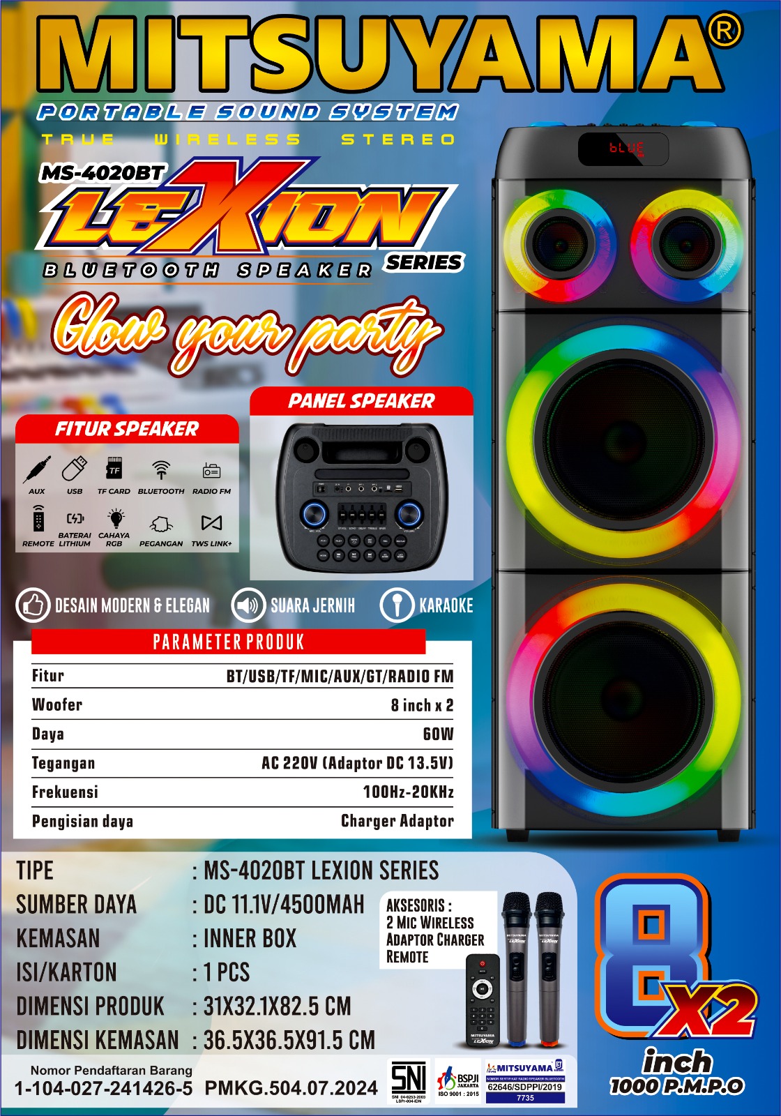 Speaker Bluetooth Portable Wireless Stereo MS-4020BT LUXION series - Gambar 2
