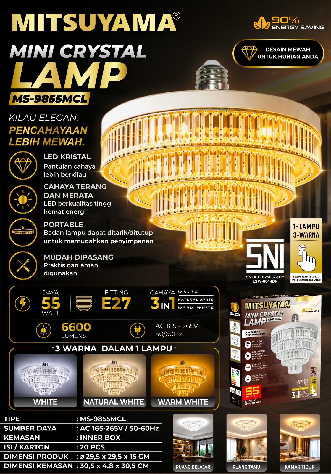 Mini Crystal Lamp MS-98xxMCL 30-55Watt Mitsuyama - Gambar 2