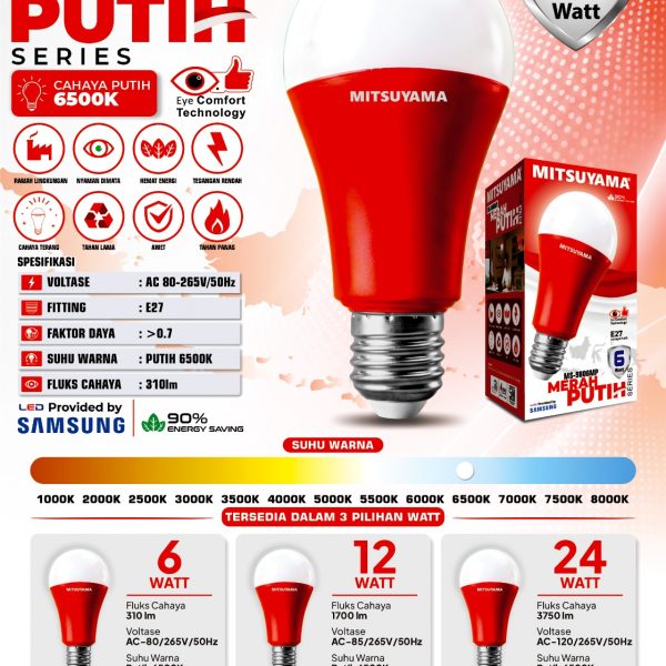 Bohlam LED Putih MS-98xxMP series Merah Putih