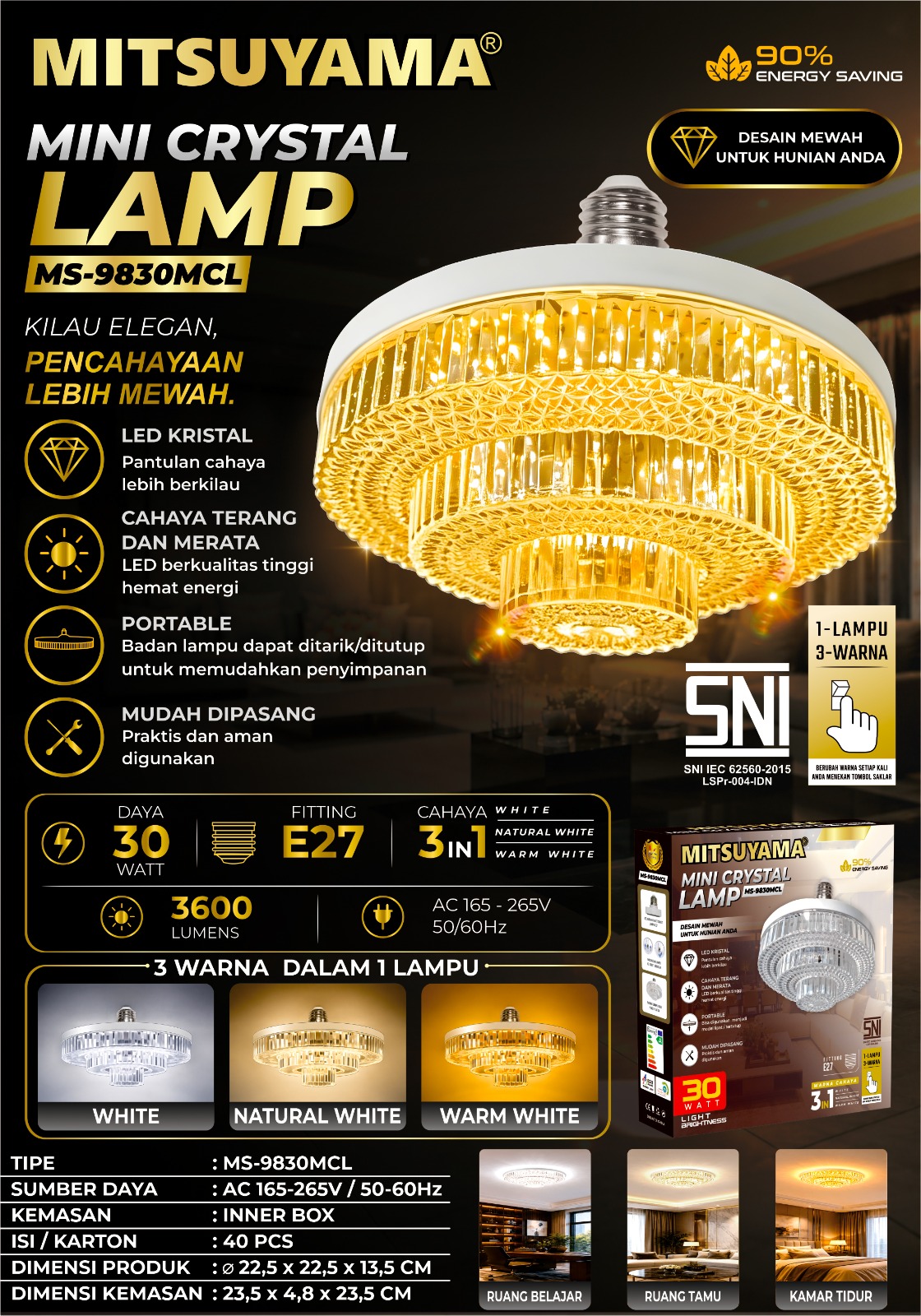 Mini Crystal Lamp MS-98xxMCL 30-55Watt Mitsuyama - Gambar 4
