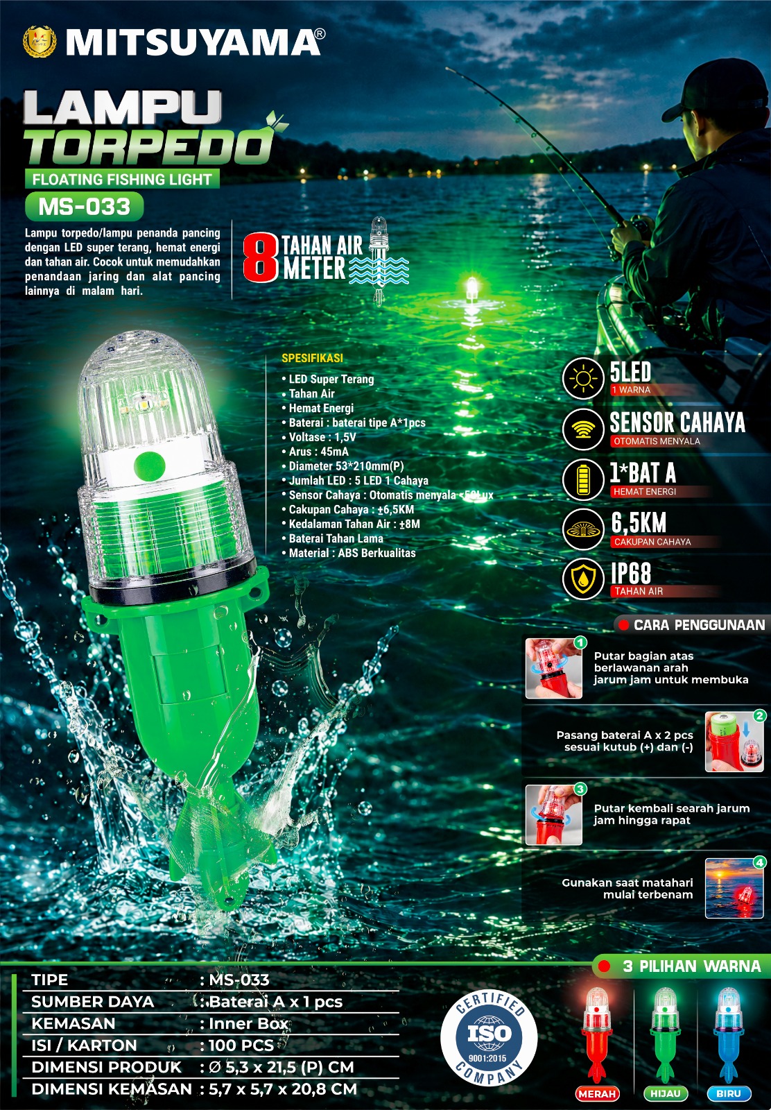 Lampu Torpedo Floating Fishing Light MS-033 - Gambar 2